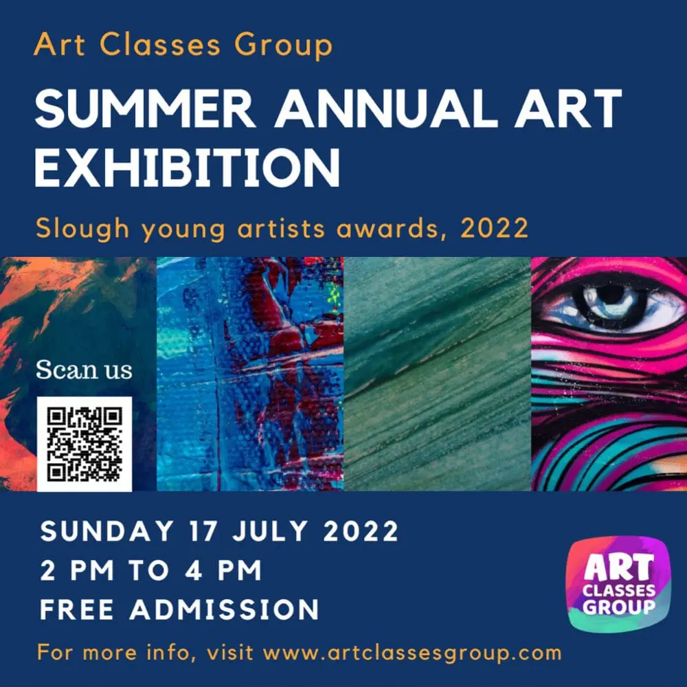 A poster for the art classes group 's summer annual art exhibition.