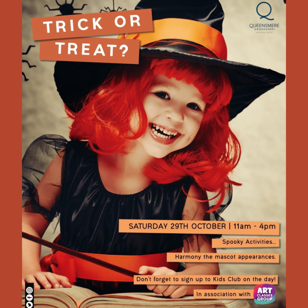 A poster of a girl in a witch 's hat.