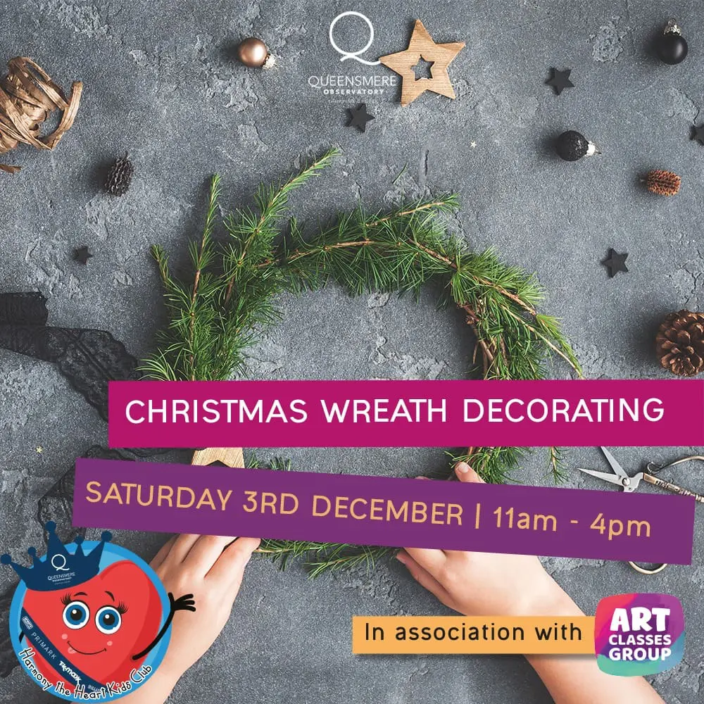 A poster with a christmas wreath on it.