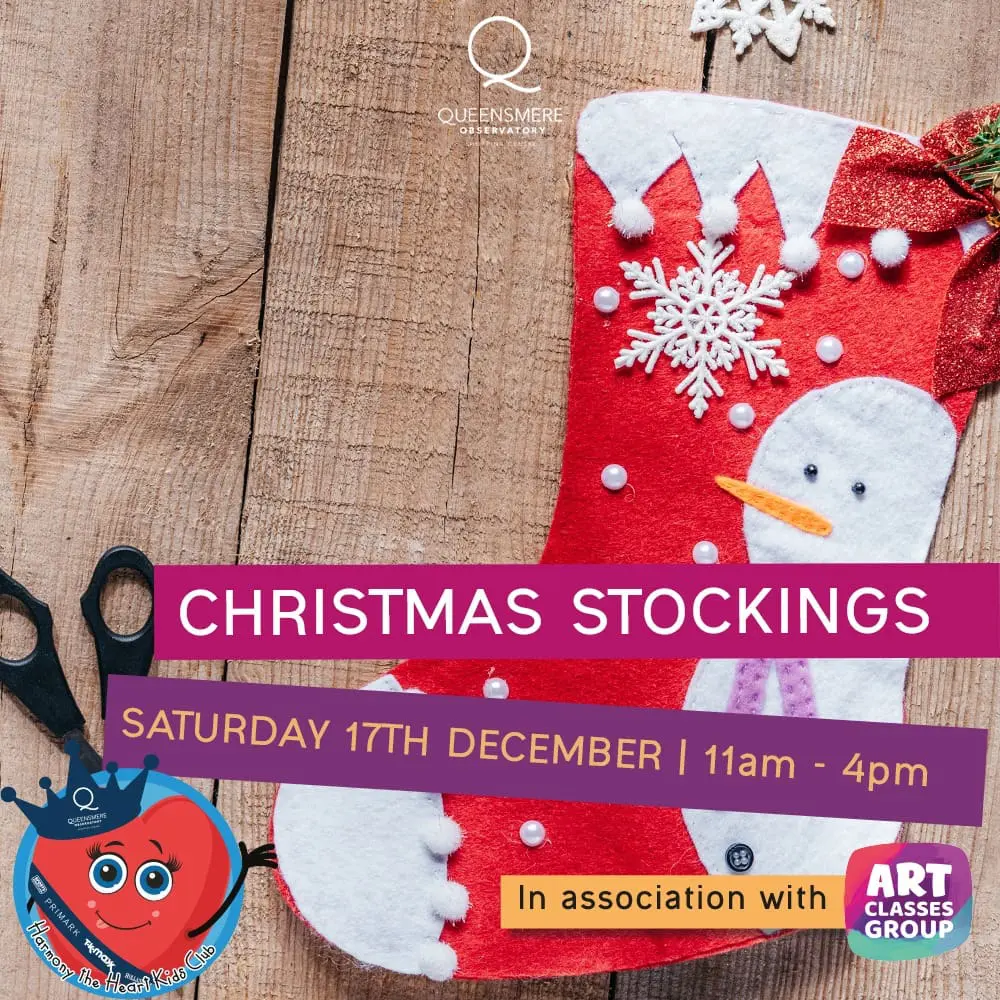 A poster with a christmas stocking on it.