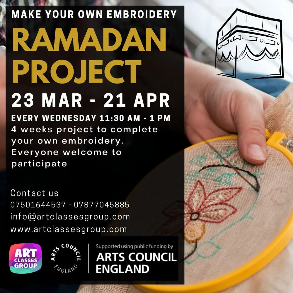 A poster advertising an event with the dates for the project.