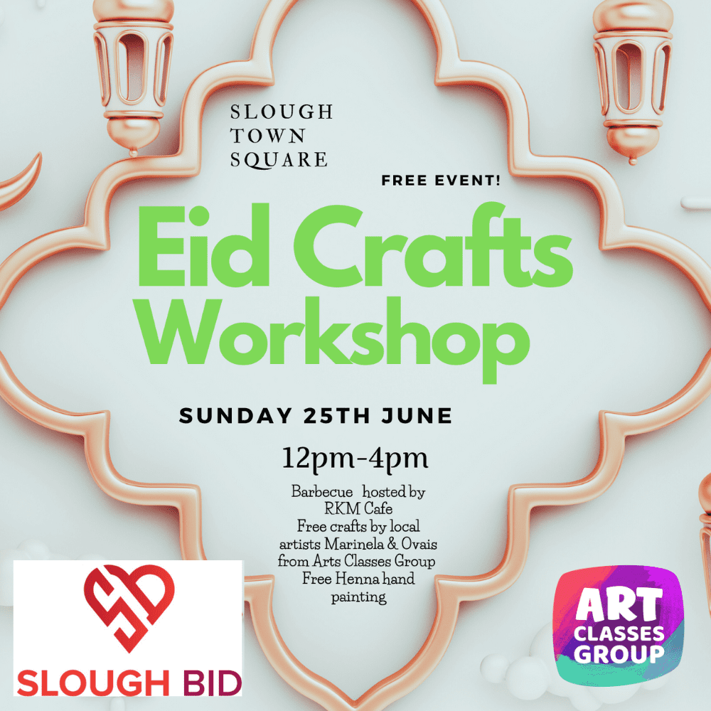 A poster for an eid crafts workshop.