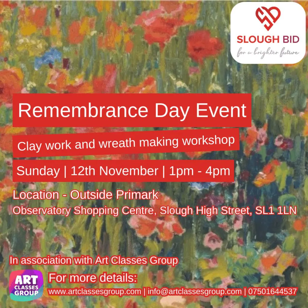 Remembrance Day event with red poppies.