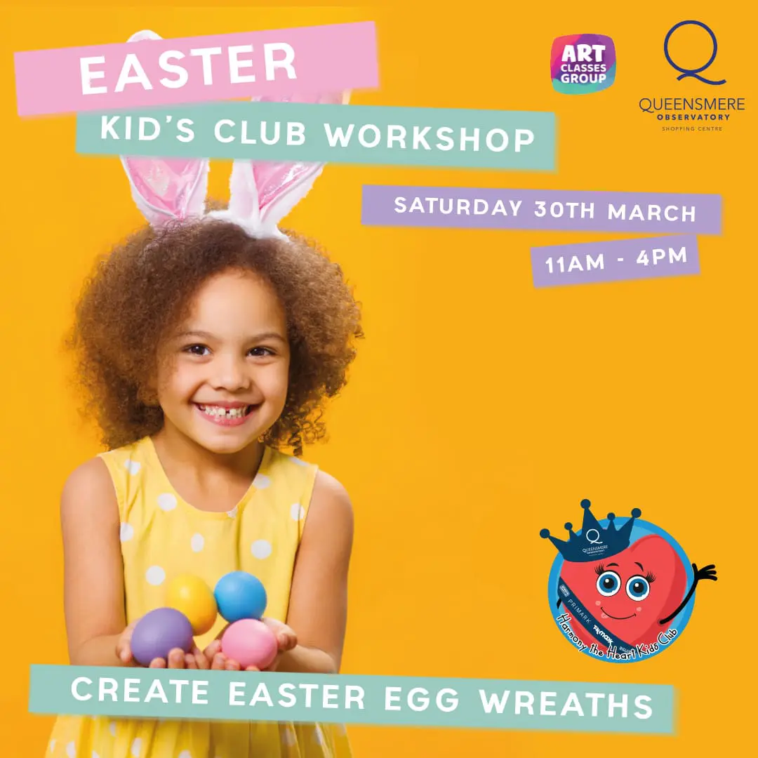 Girl holding Easter eggs for wreath workshop.