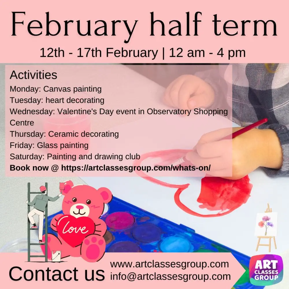 Child painting a heart during art classes.