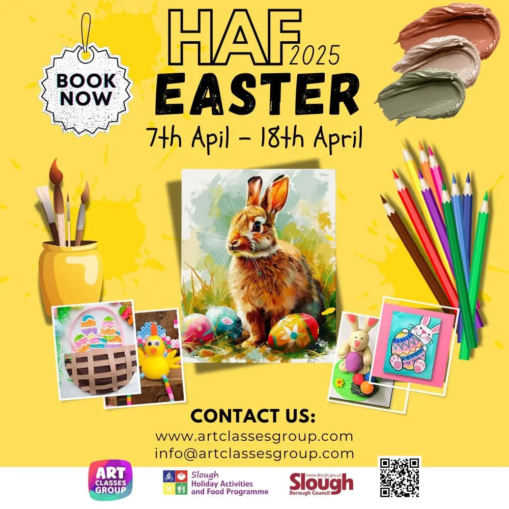 Easter art event with colorful illustrations.