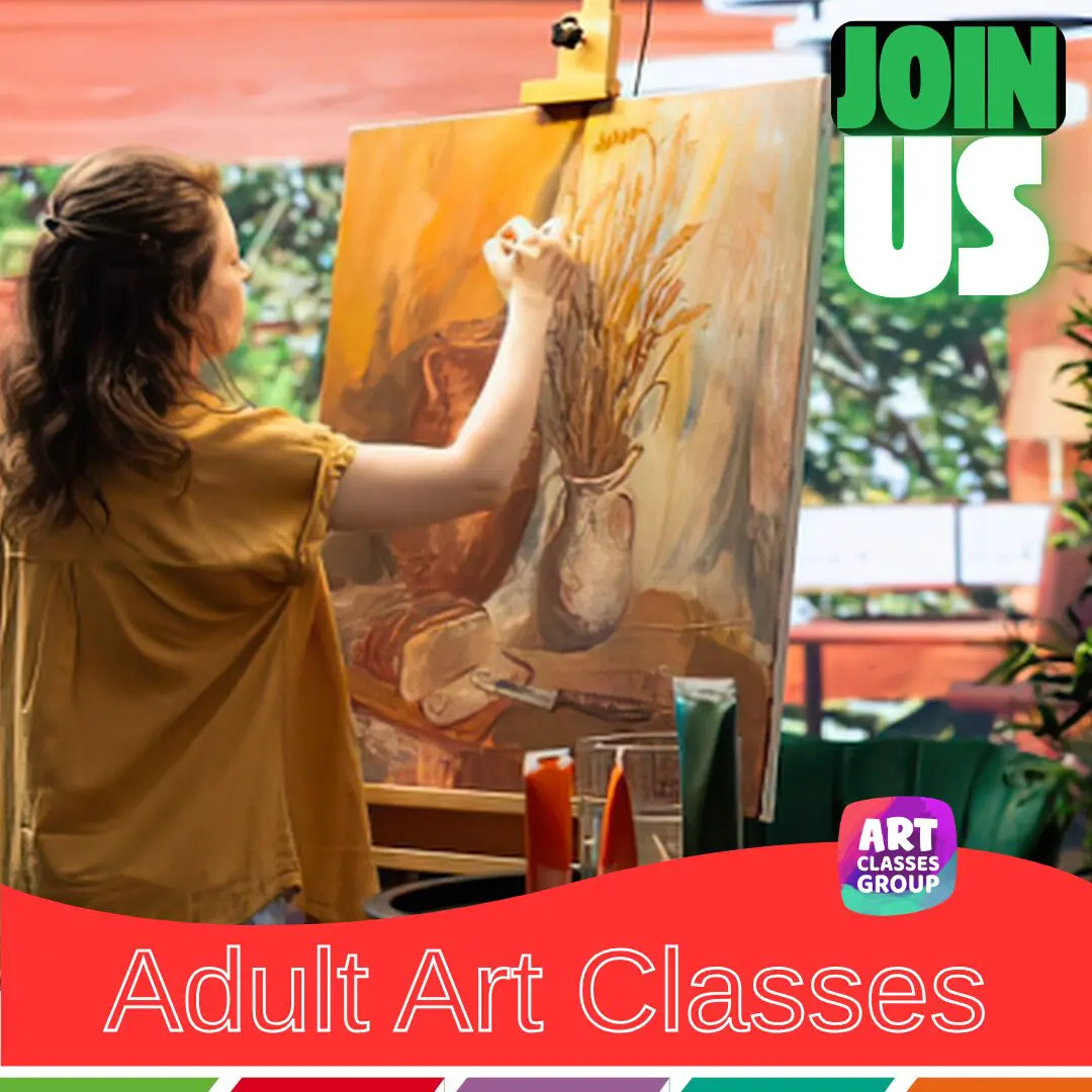 Woman painting a still life on canvas.