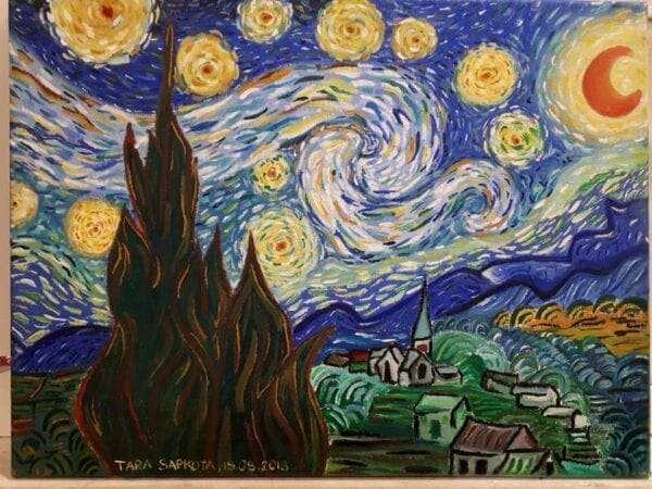 A painting of the starry night by vincent van gogh.
