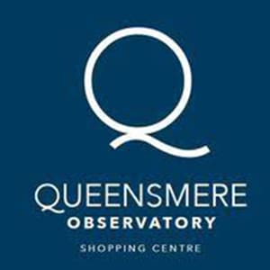 A blue background with the name of queensmere observatory.
