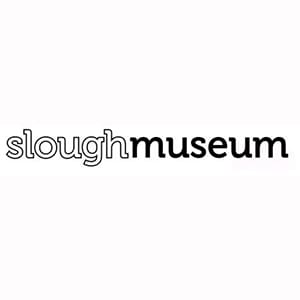 A black and white image of the slough museum logo.