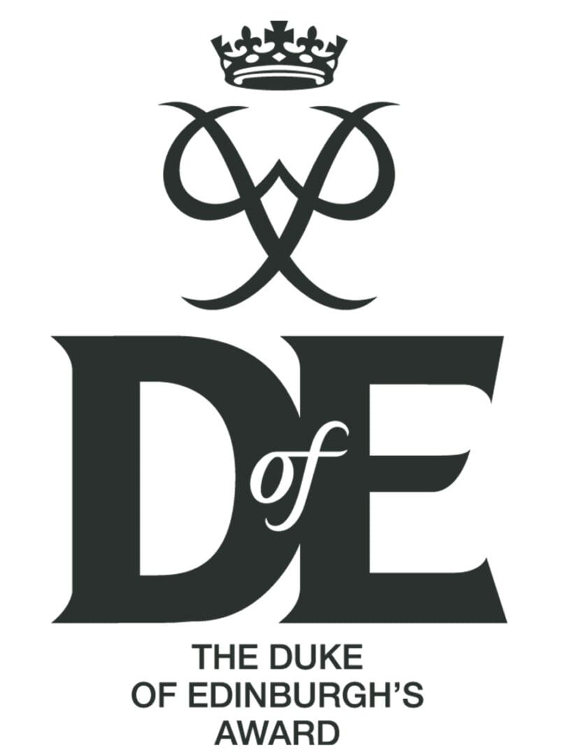 A black and white logo of the duke of edinburgh