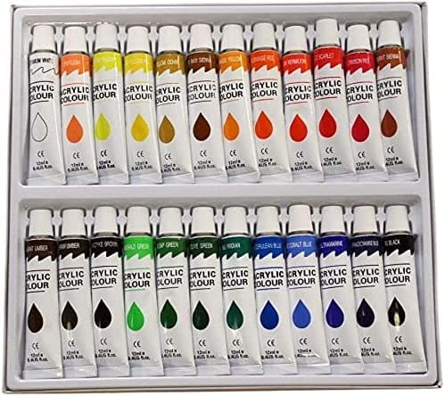 A set of 3 0 paint tubes in different colors.