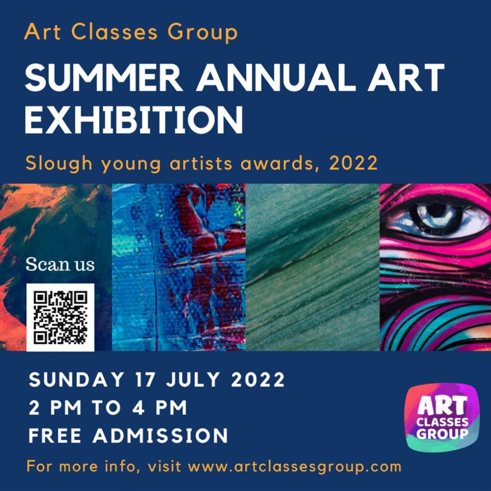 A poster for the art classes group 's summer annual art exhibition.