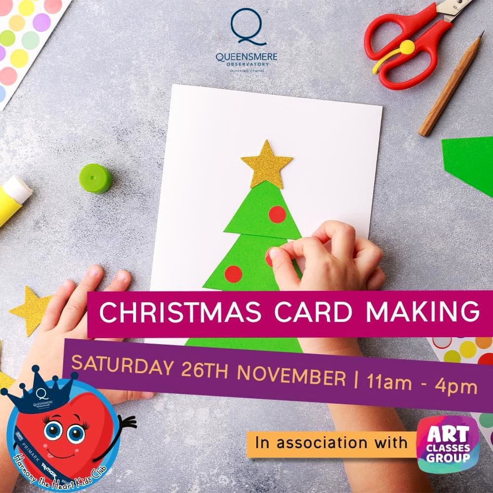 A poster with a child making christmas cards.