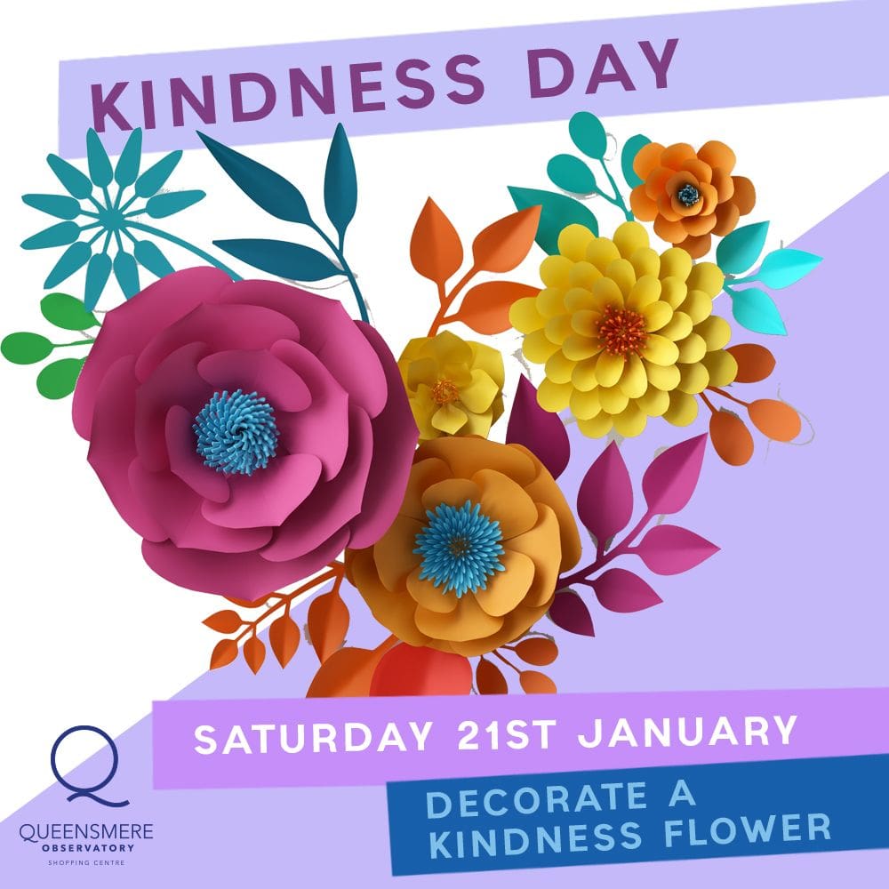 A purple background with flowers and the words " kindness day ".