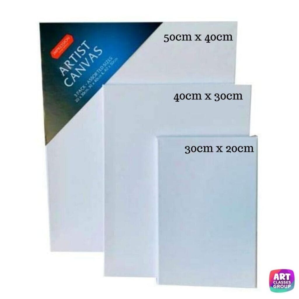A set of three canvases with the same size and type.