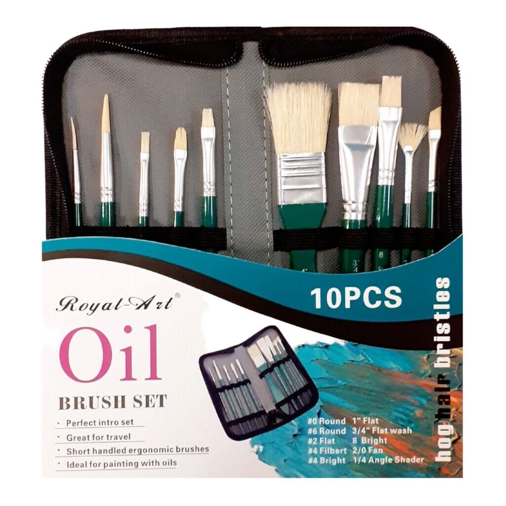 A set of 1 0 different brushes in a case.