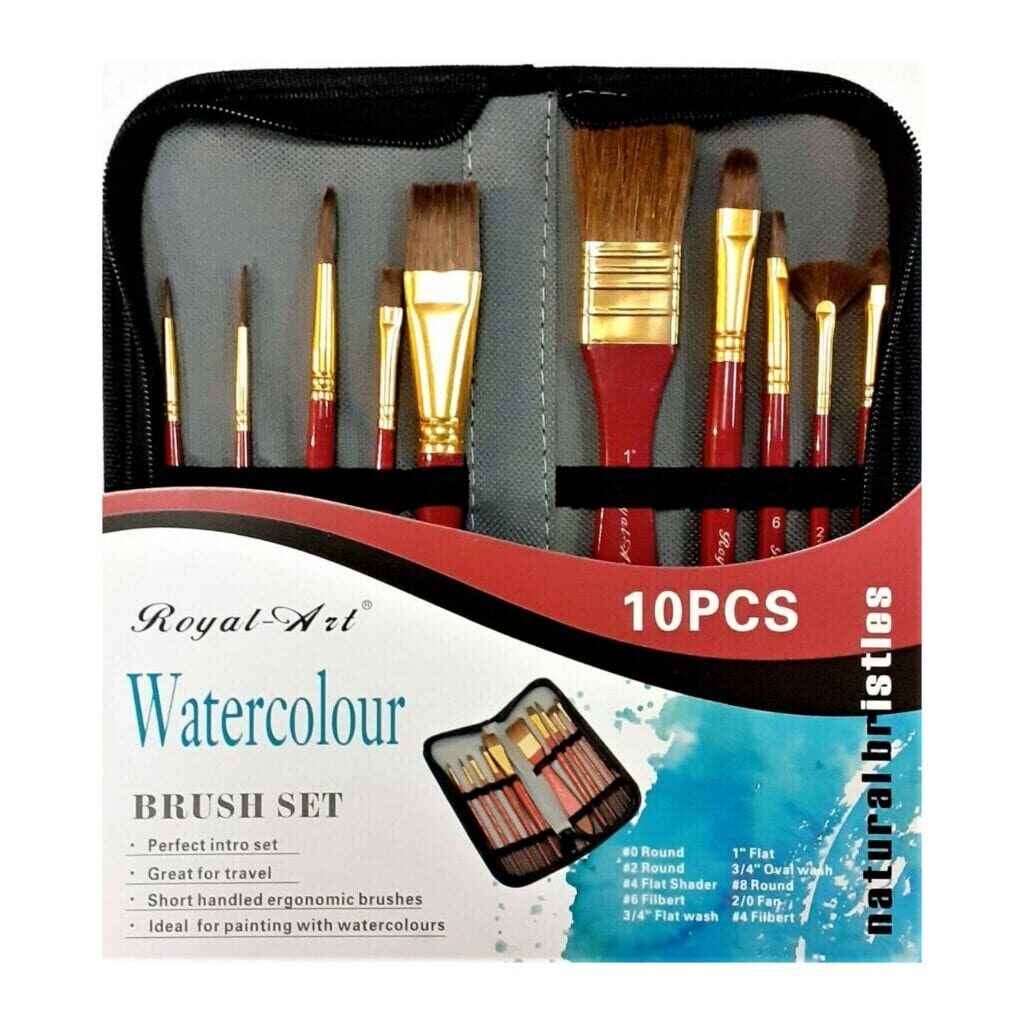 A set of 1 0 different brushes in a case.